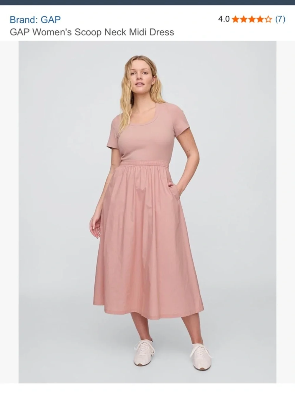 GAP Scoop Neck Midi Dress in Dusty Rose Size M , L NWT - Picture 4 of 6